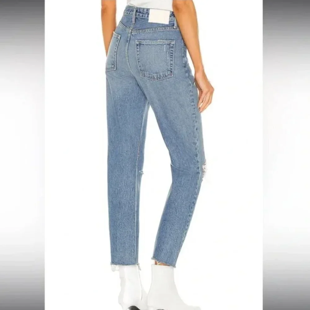 Grlfrnd Karolina Cropped Denim Jeans High Rise Straight The Valley Blue Size 25